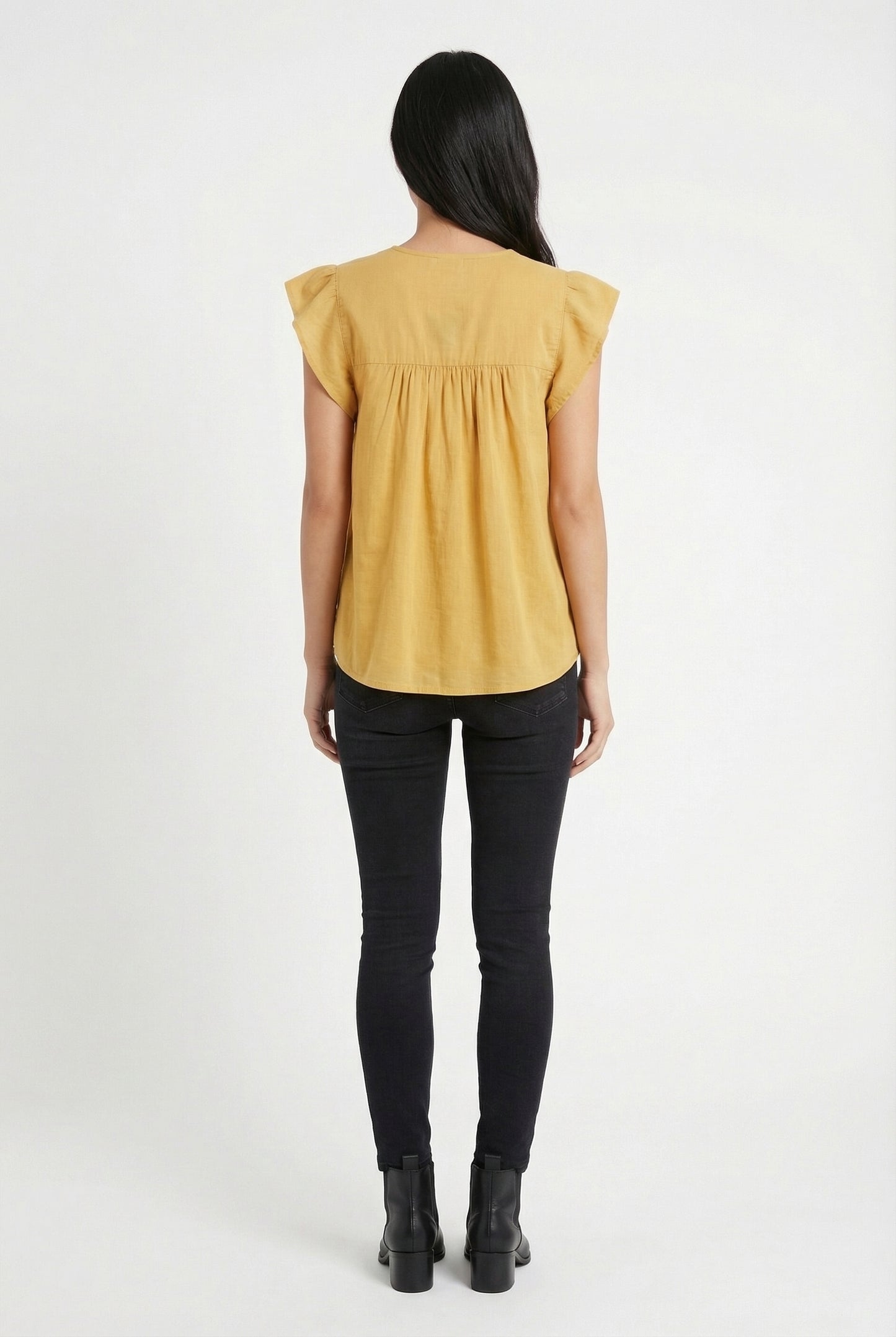 Women's June & Hudson Ruffle Sleeve Embroidered Top