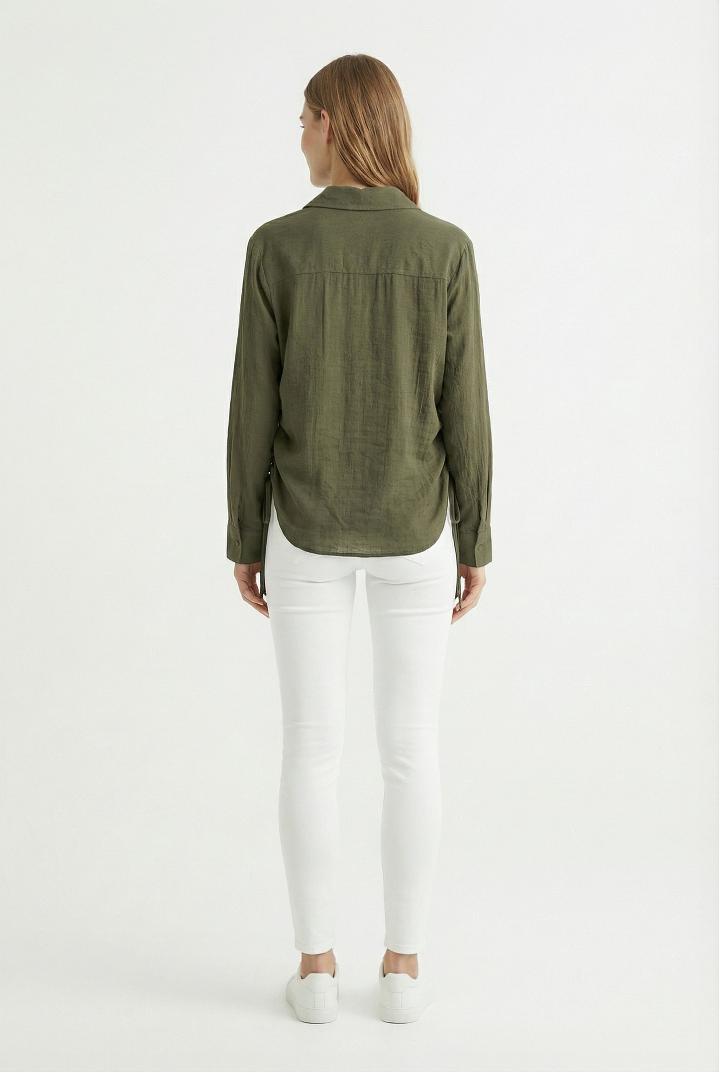 Women's June & Hudson Relaxed Side-Tie Long Sleeve Shirt