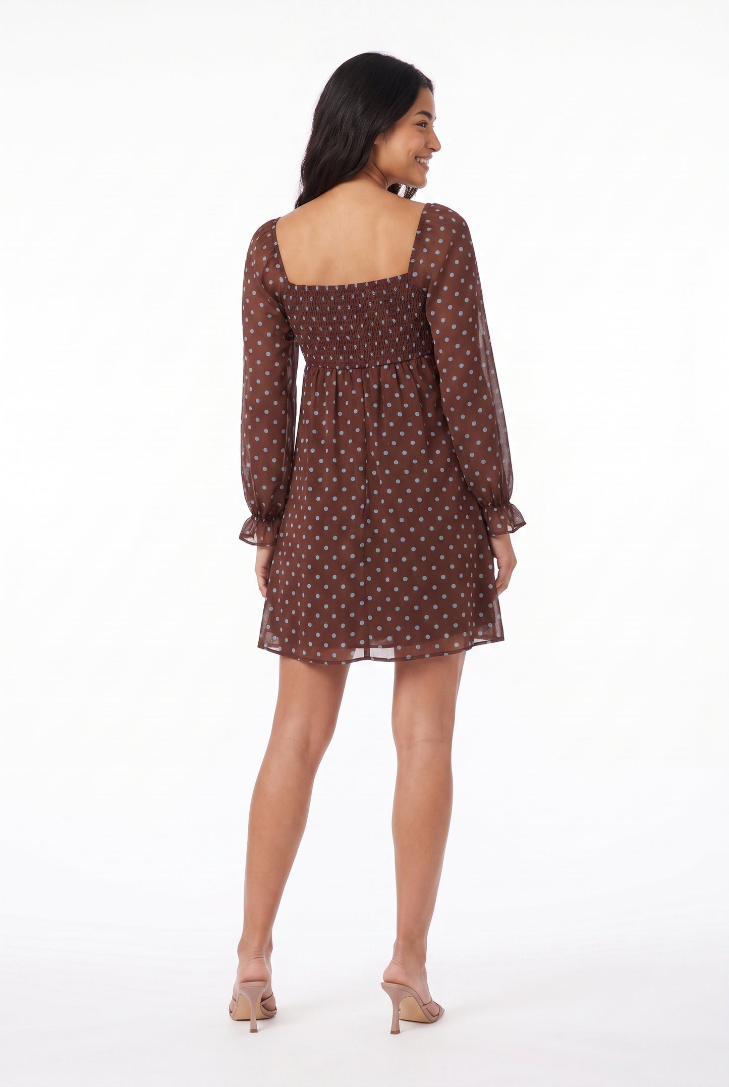 Women's As U Wish Long-Sleeve Polka Dot Mini Dress