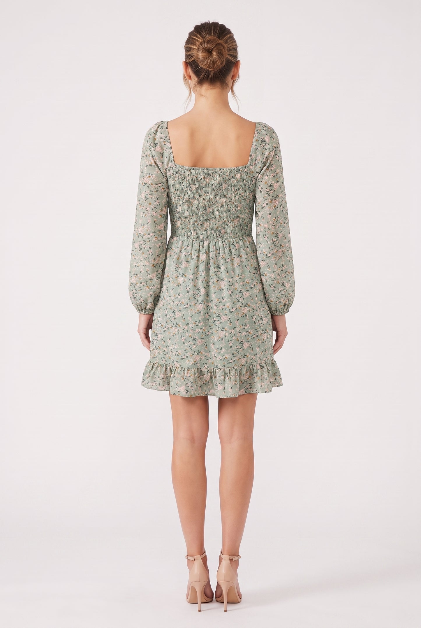 Women's As U Wish Long-Sleeve Floral Wrap Mini Dress