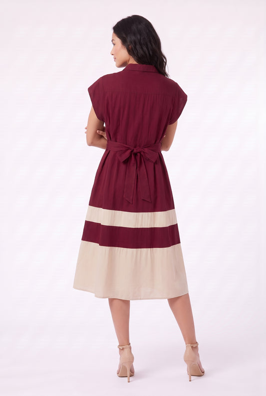 Women's Figueroa & Flower Button-Front Midi Dress with Pleated Waist