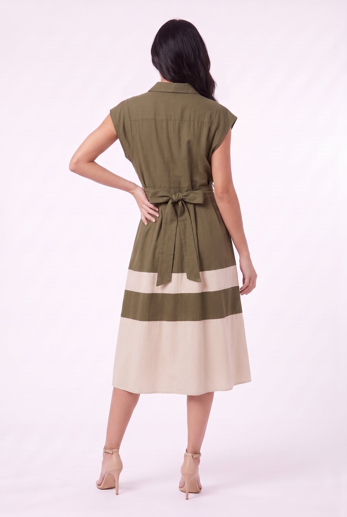 Women's Figueroa & Flower Button-Front Midi Dress with Pleated Waist