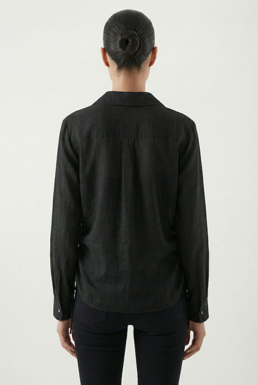 Women's June & Hudson Relaxed Side-Tie Long Sleeve Shirt