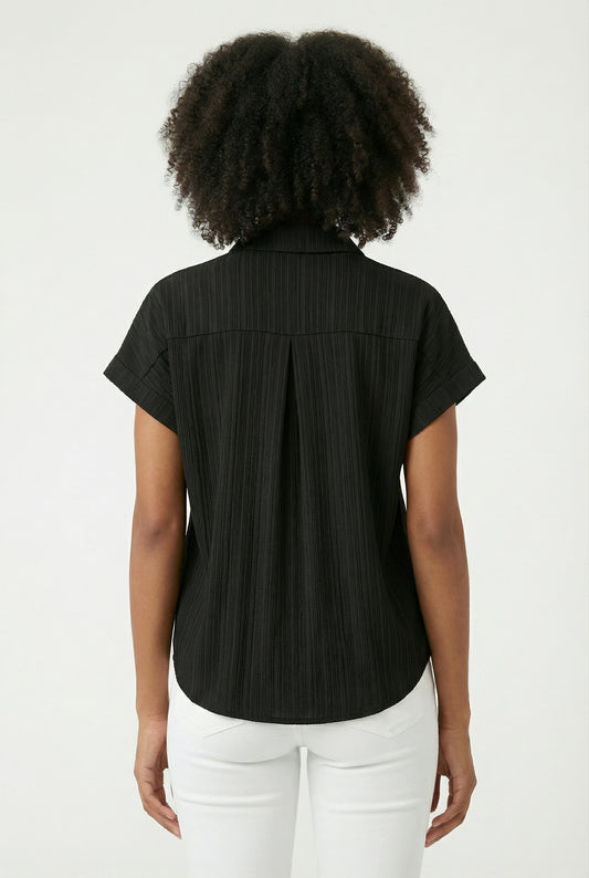 Women's Love & Piece Short-Sleeve Button-Up Shirt with Pocket