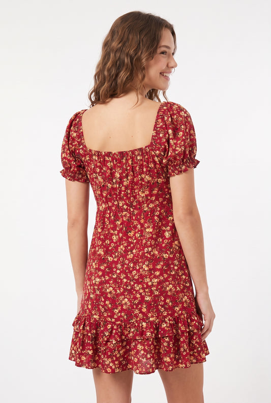 Women's As U Wish Ruffle Hem Floral Mini Dress