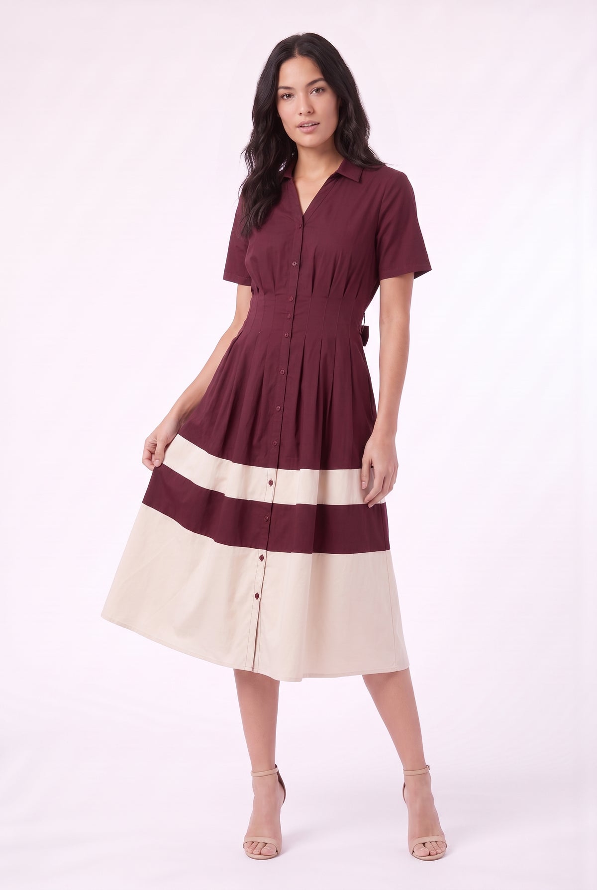 Women's Figueroa & Flower Short-Sleeve Button-Front Midi Dress