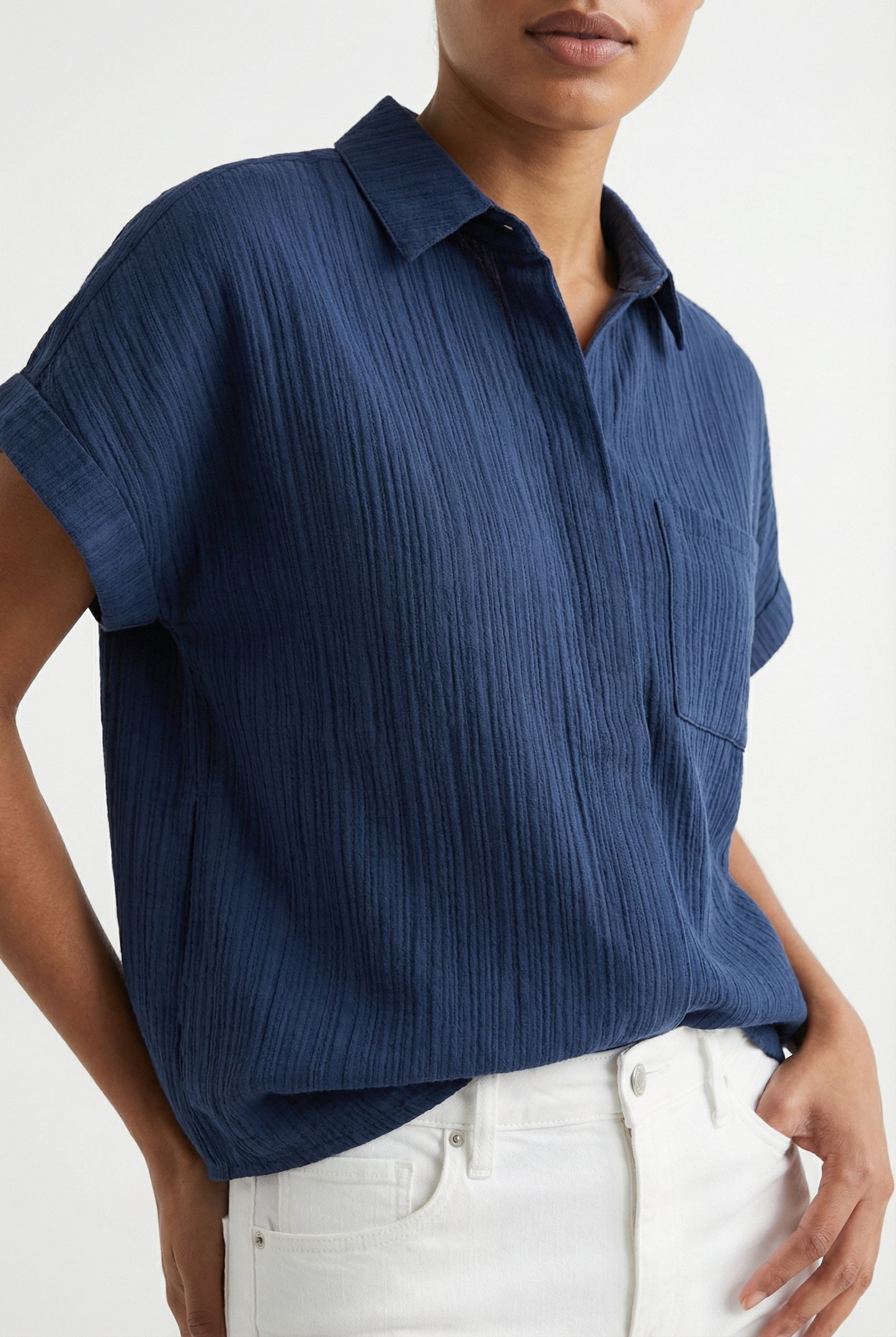 Women's Love & Piece Short-Sleeve Button-Up Shirt with Pocket