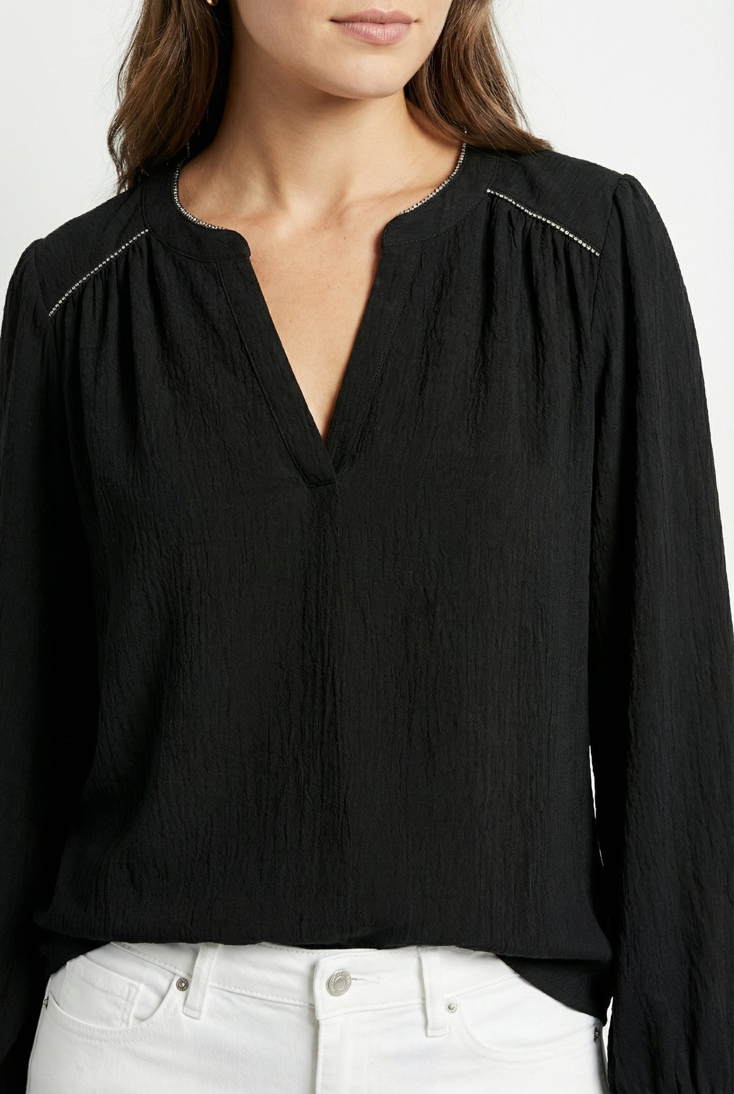 Women's Lily Star Effortless Sparkle Split Neck Blouse