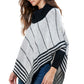 Amelia Relaxed Turtleneck Striped Poncho Sweater