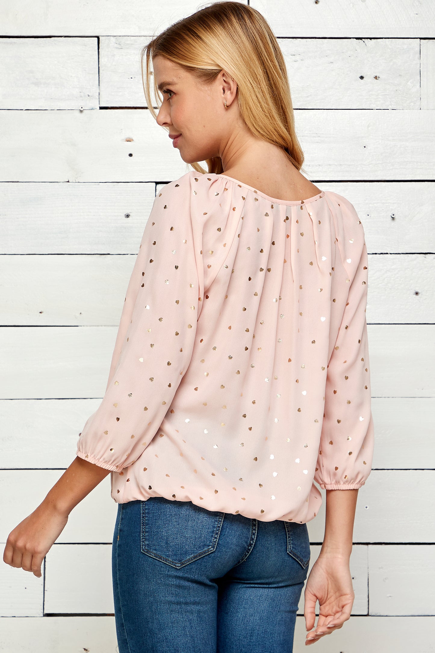 Three Quarter Sleeve Bubble Top