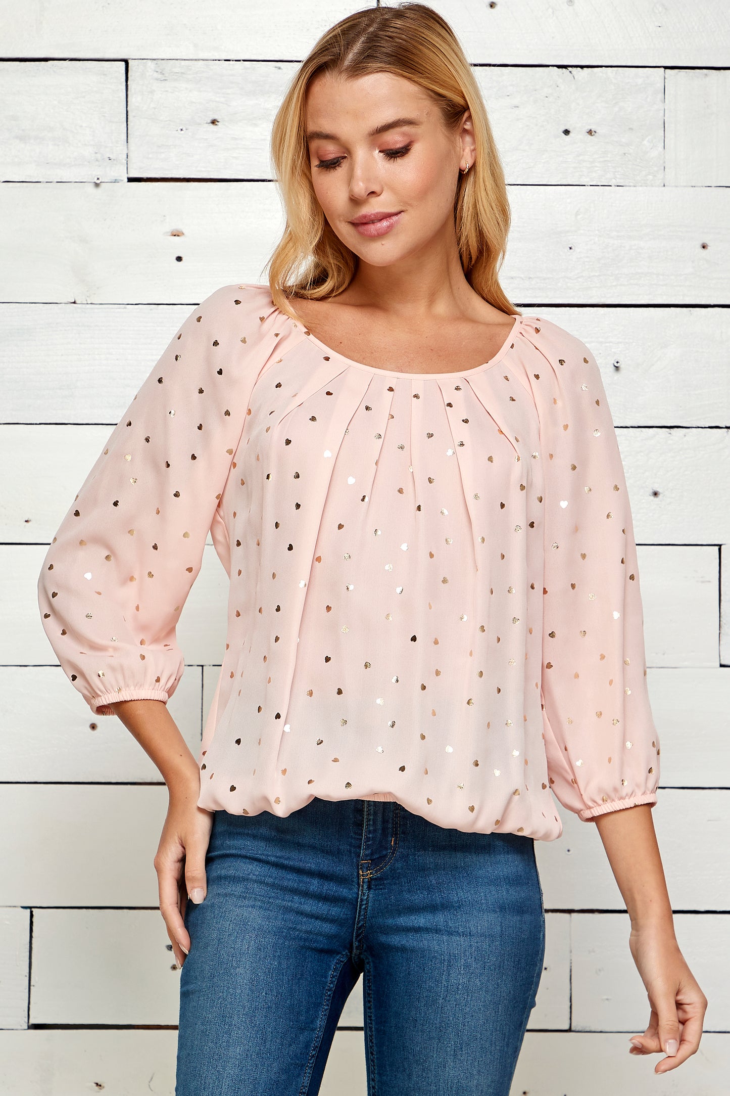 Three Quarter Sleeve Bubble Top
