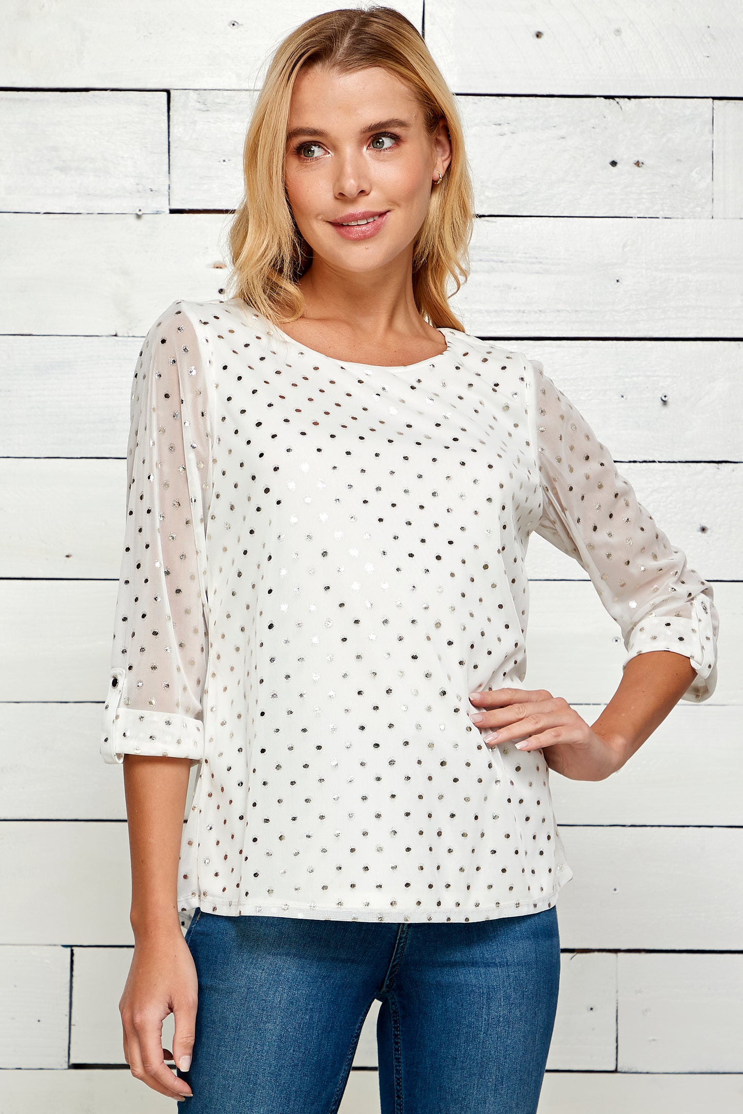 Three Quarter Button Tab Sleeve Popover