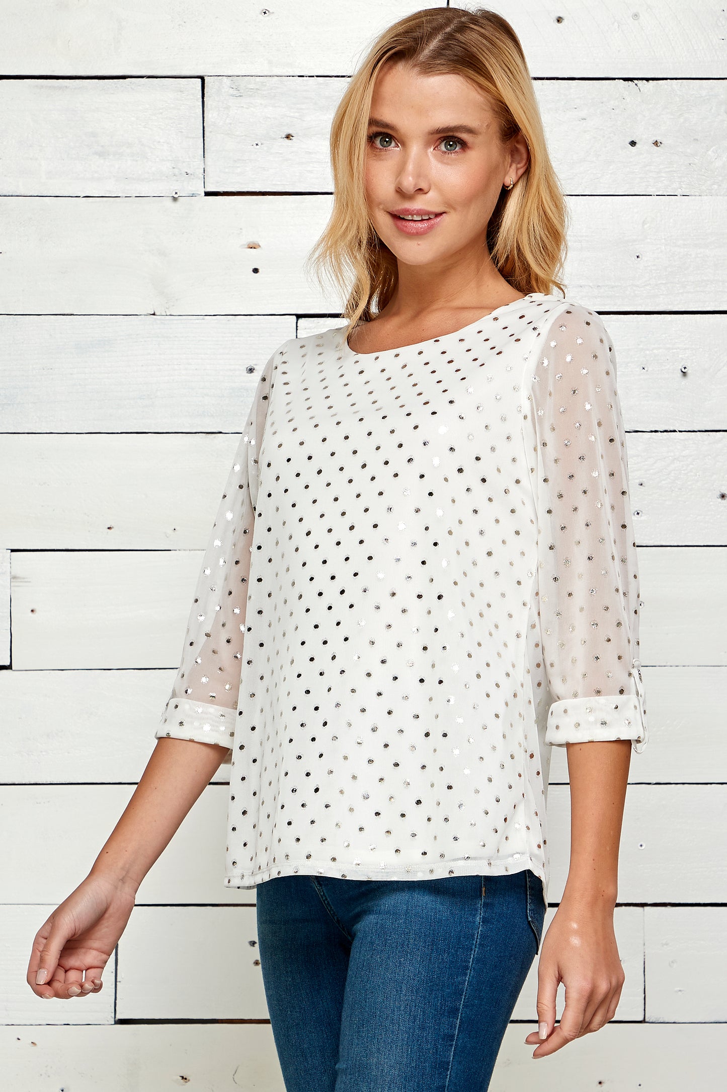 Three Quarter Button Tab Sleeve Popover