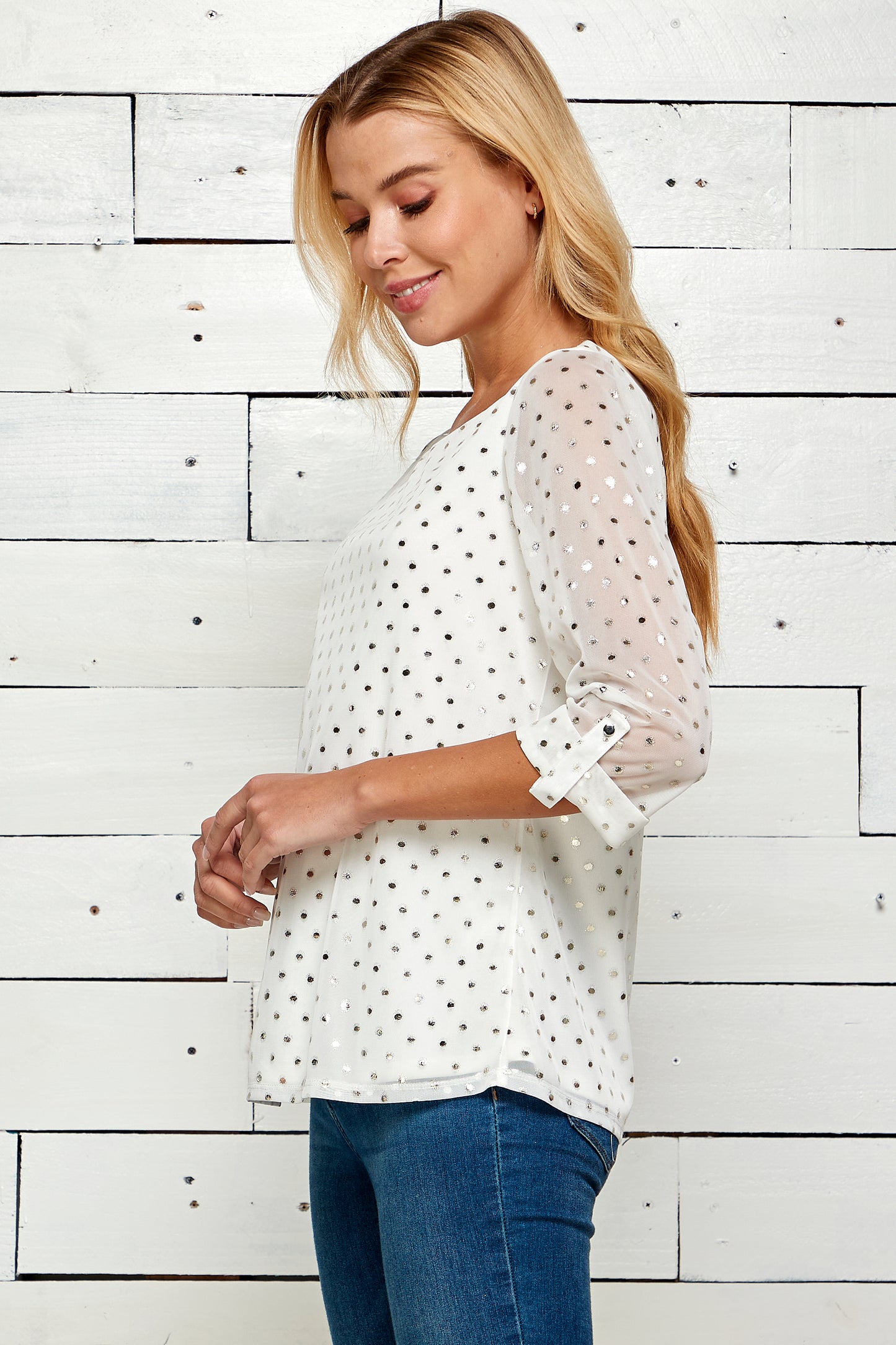 Three Quarter Button Tab Sleeve Popover