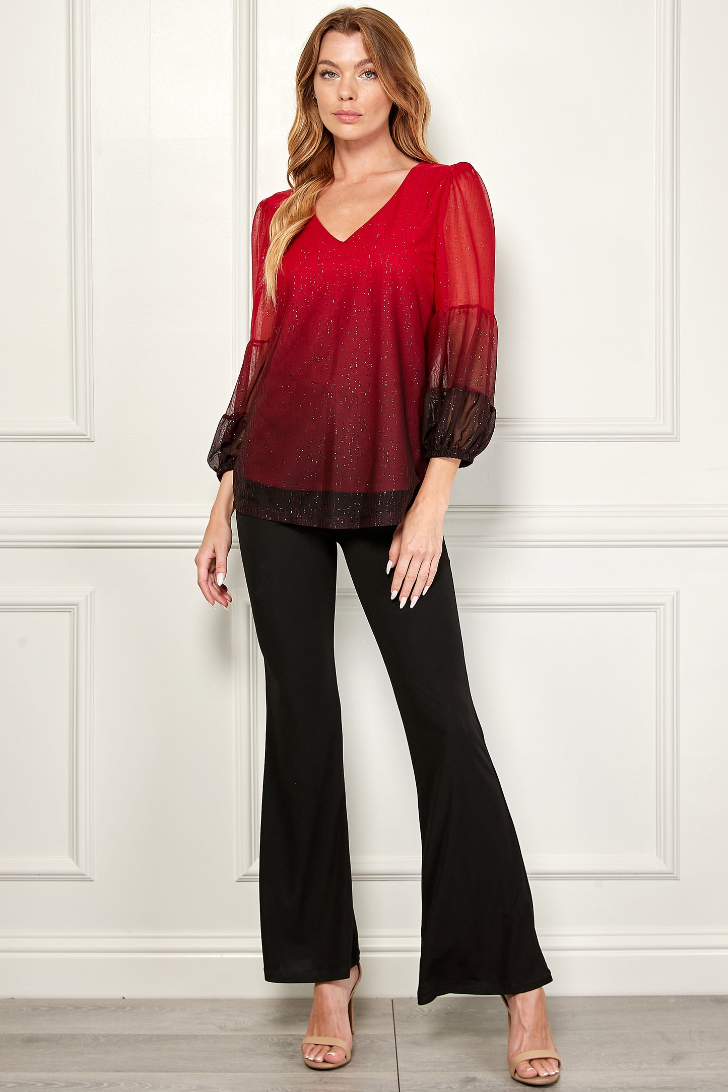 Double Bubble Sleeve Cutout Back Detail Popover Top