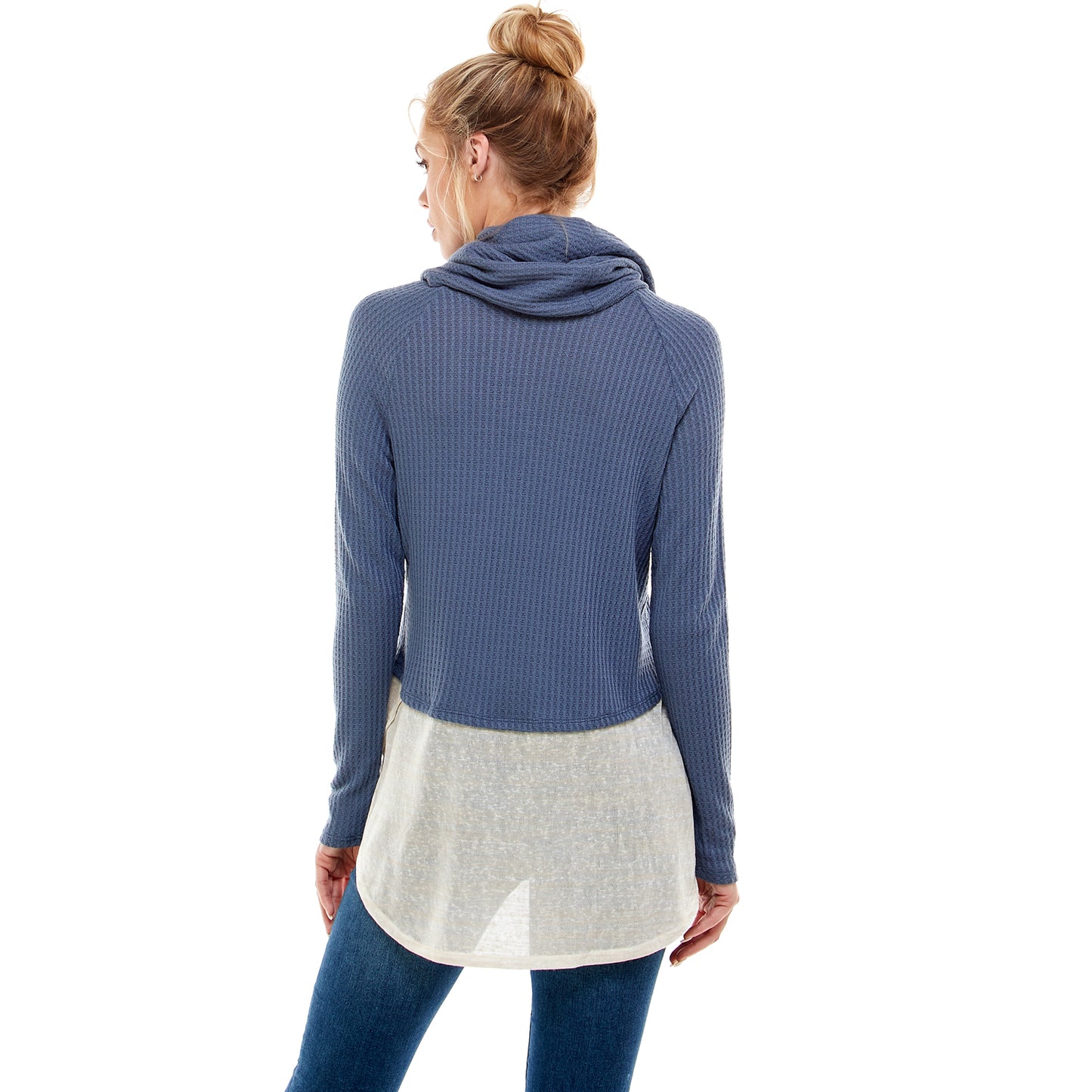 Long Sleeve Knit Top With Contrast Hem