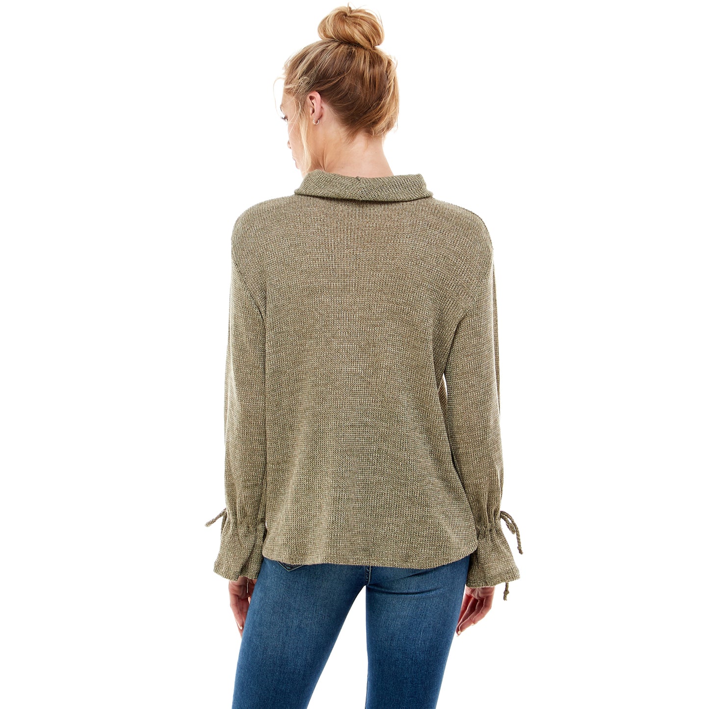 Cowl Neck Top With Tie Sleeves