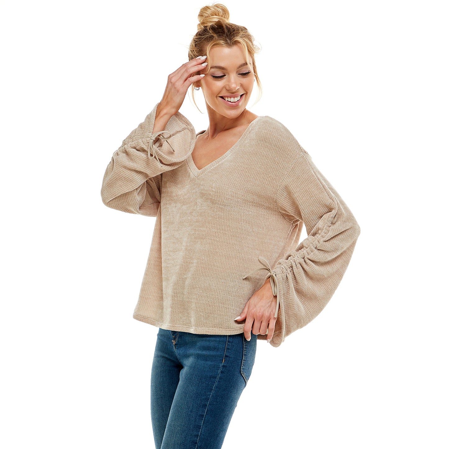 V-Neck Long Sleeve Top