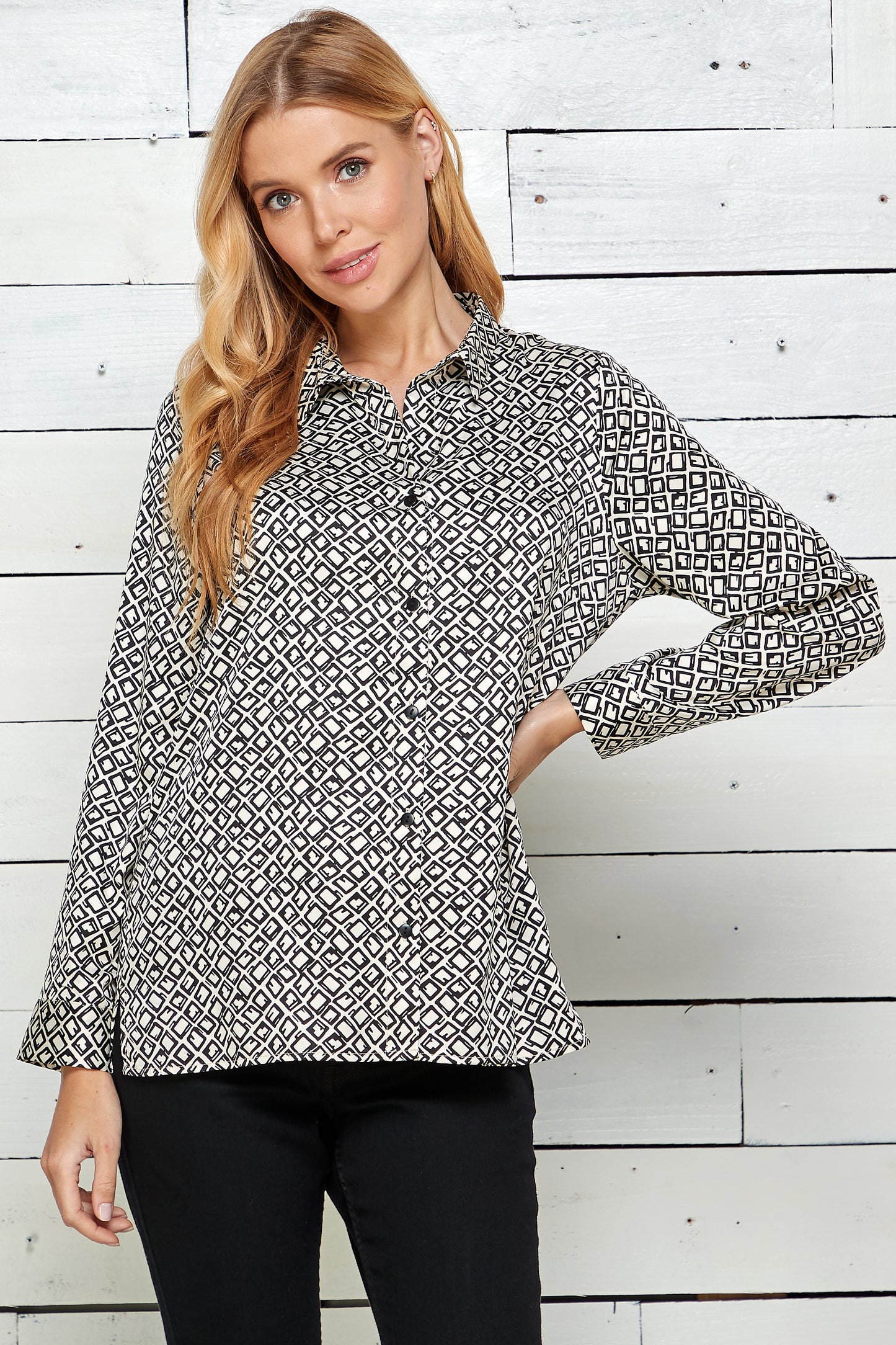 Long Sleeve Button Front Shirt Top