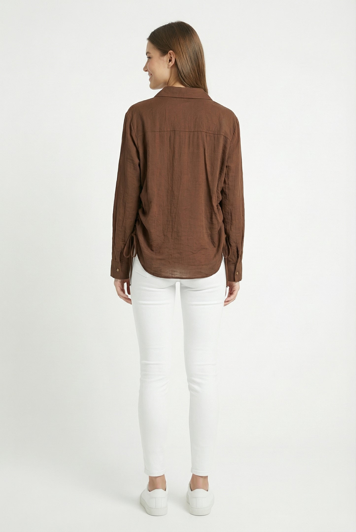 Women's June & Hudson Relaxed Side-Tie Long Sleeve Shirt