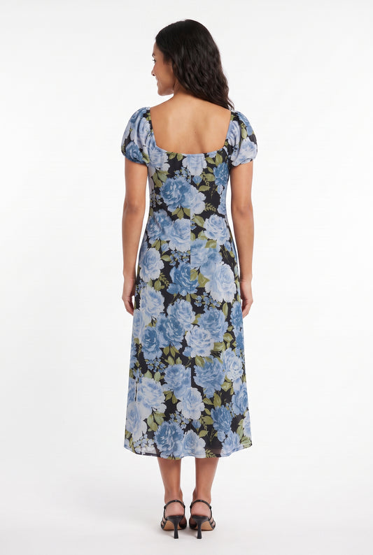 Women's As U Wish Floral Puff Sleeve Midi Dress