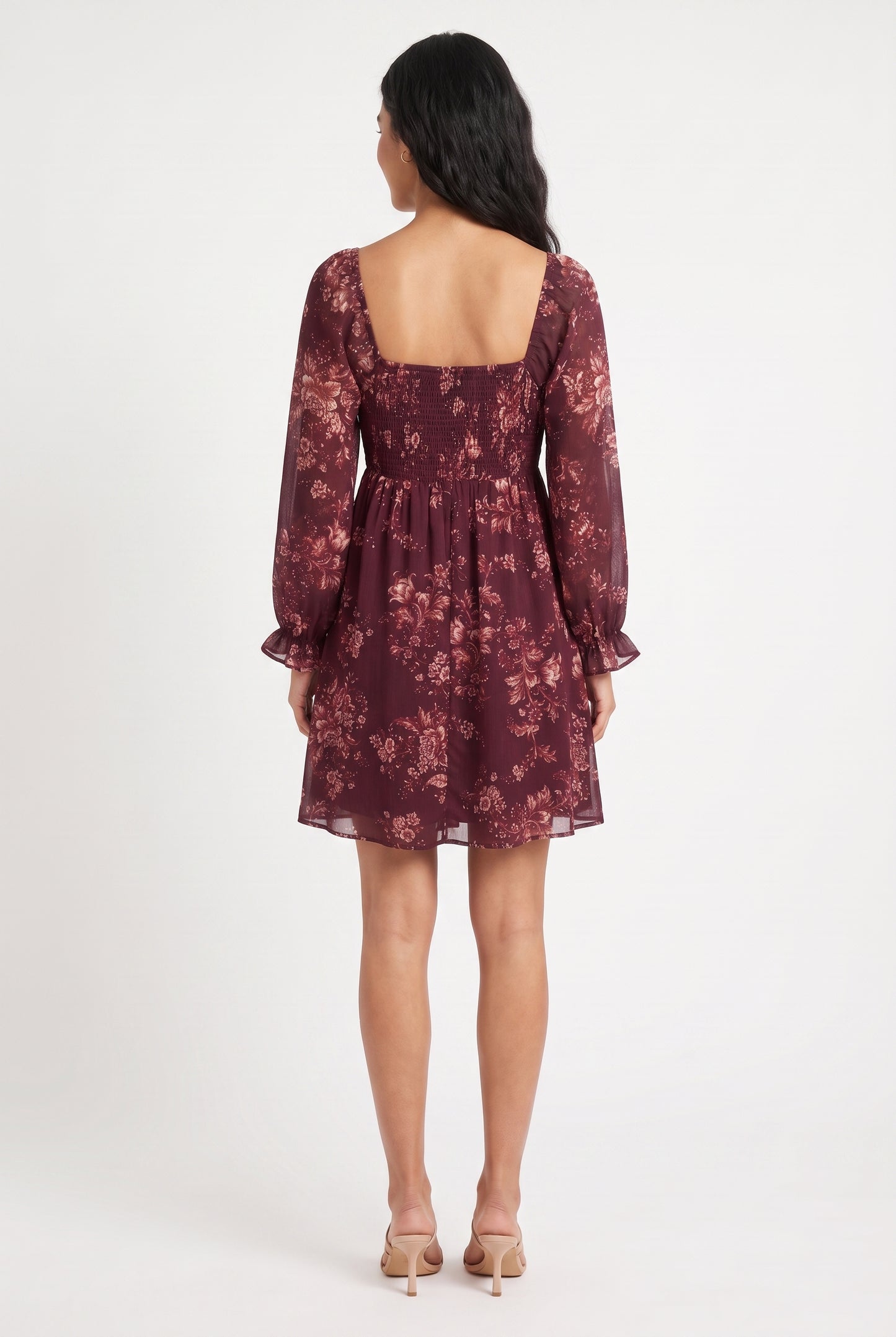 Women's As U Wish Long-Sleeve Floral Mini Dress