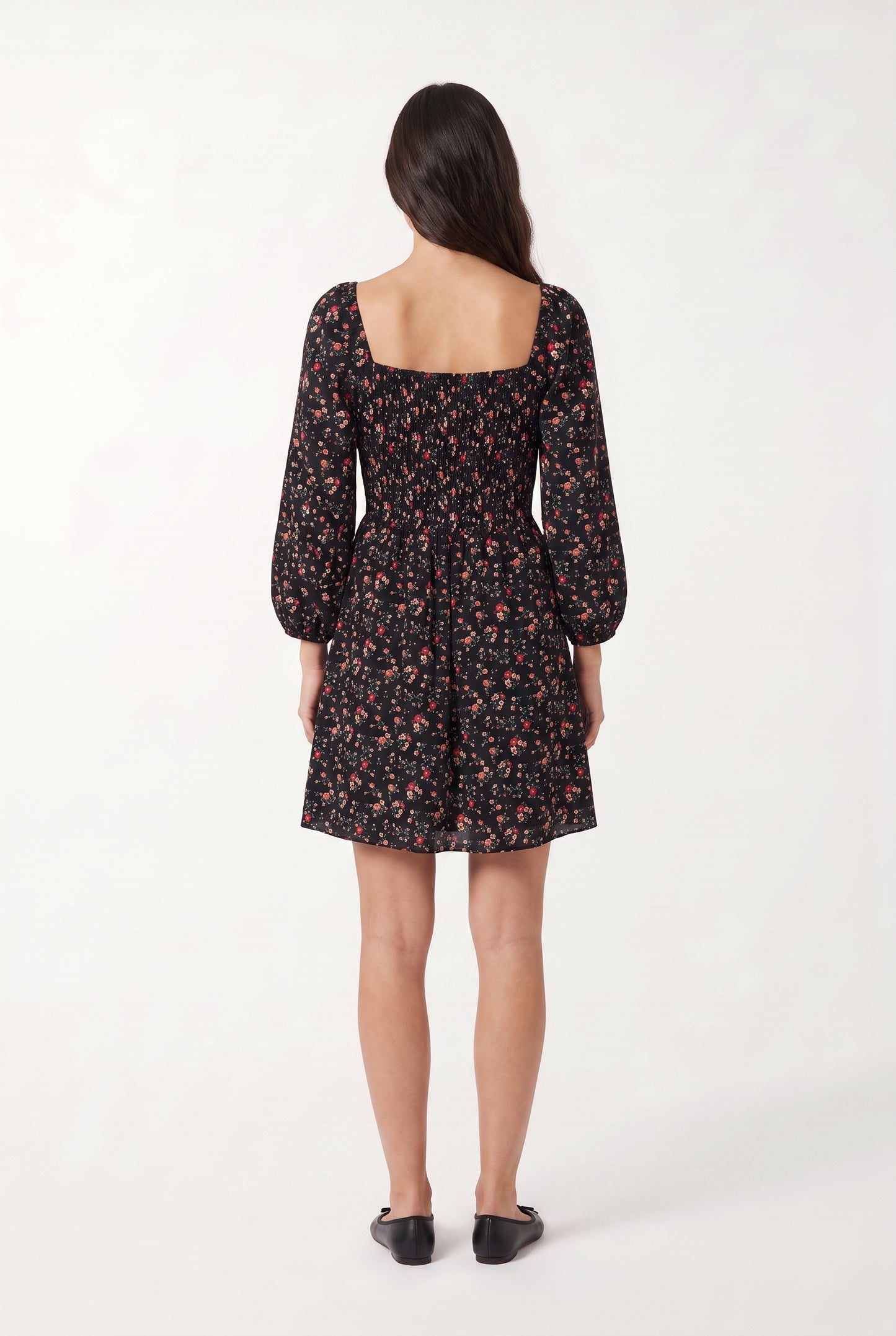 Women's As U Wish Floral Square Neck Mini Dress with Puffy Sleeves