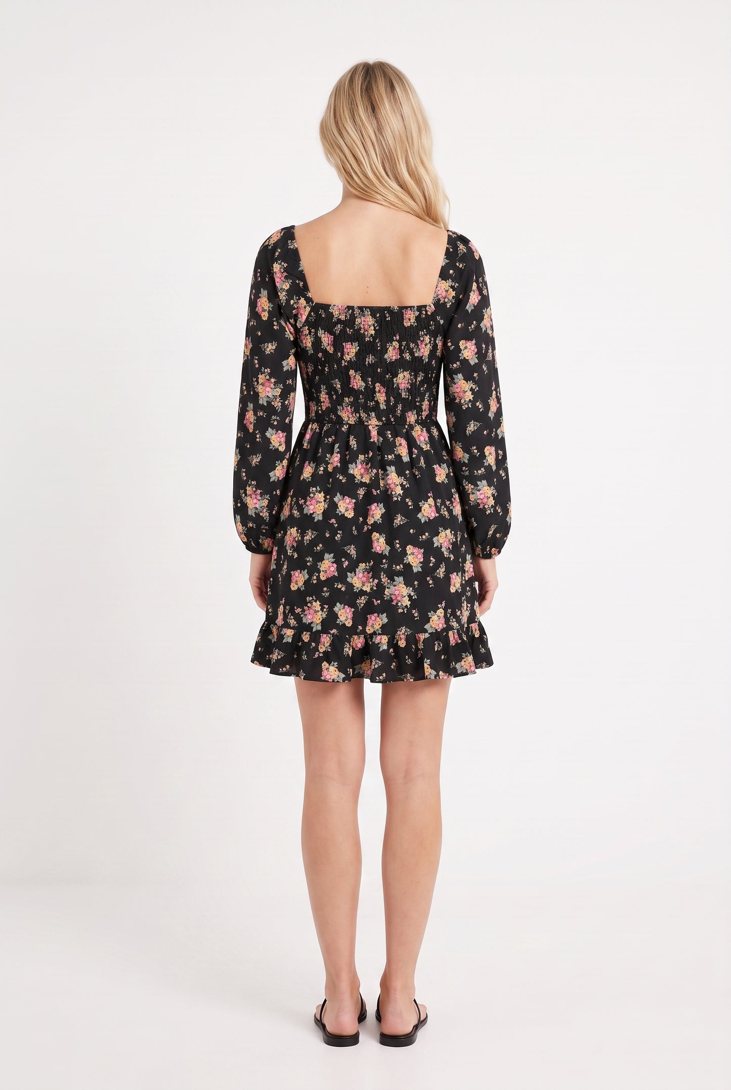 Women's As U Wish Long-Sleeve Floral Wrap Mini Dress