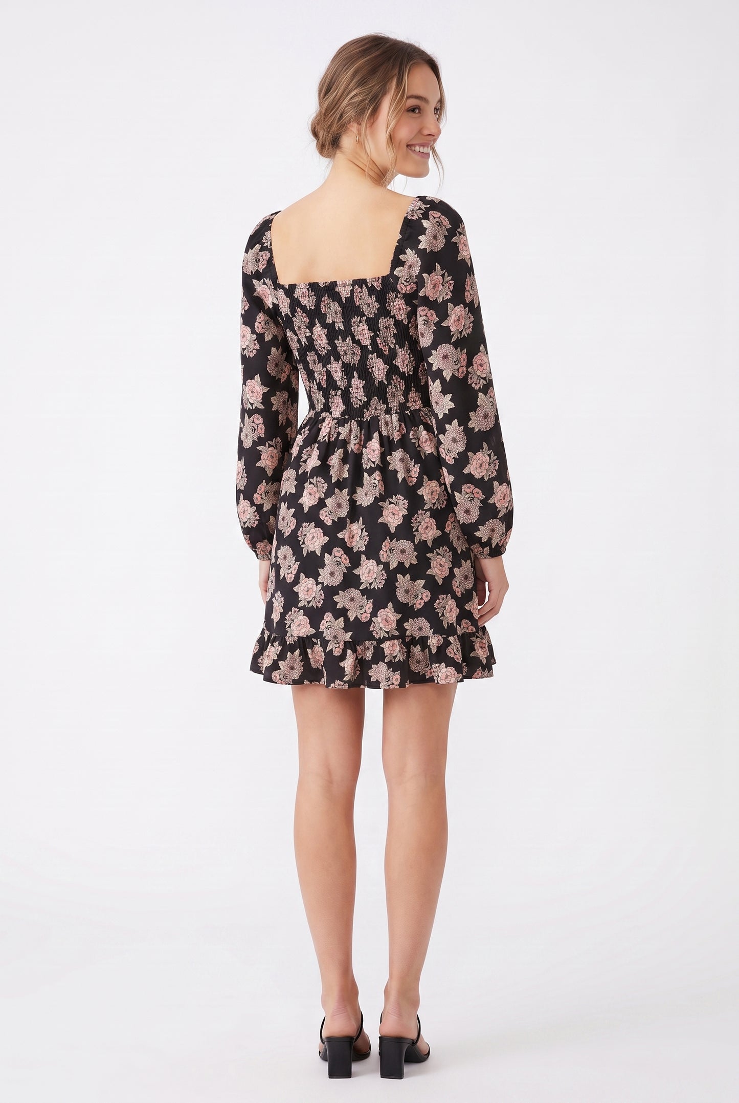 Women's As U Wish Long-Sleeve Floral Wrap Mini Dress