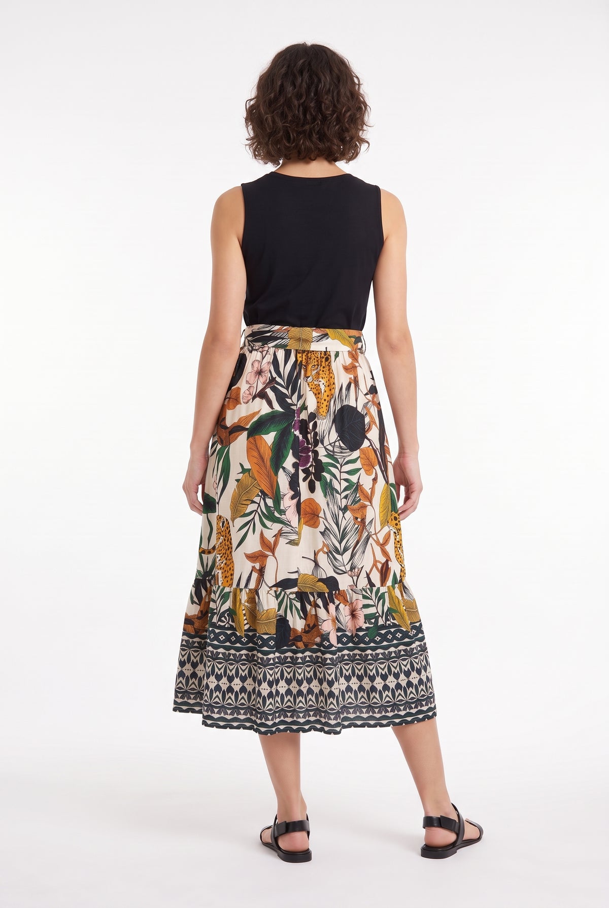 Women's Figueroa & Flower Sleeveless Midi Dress with Tie Waist