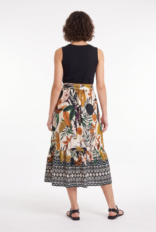 Women's Figueroa & Flower Sleeveless Midi Dress with Tie Waist