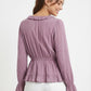 Women's June & Hudson Long-Sleeve Tie-Front Ruffle Blouse