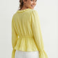 Women's June & Hudson Long-Sleeve Tie-Front Ruffle Blouse