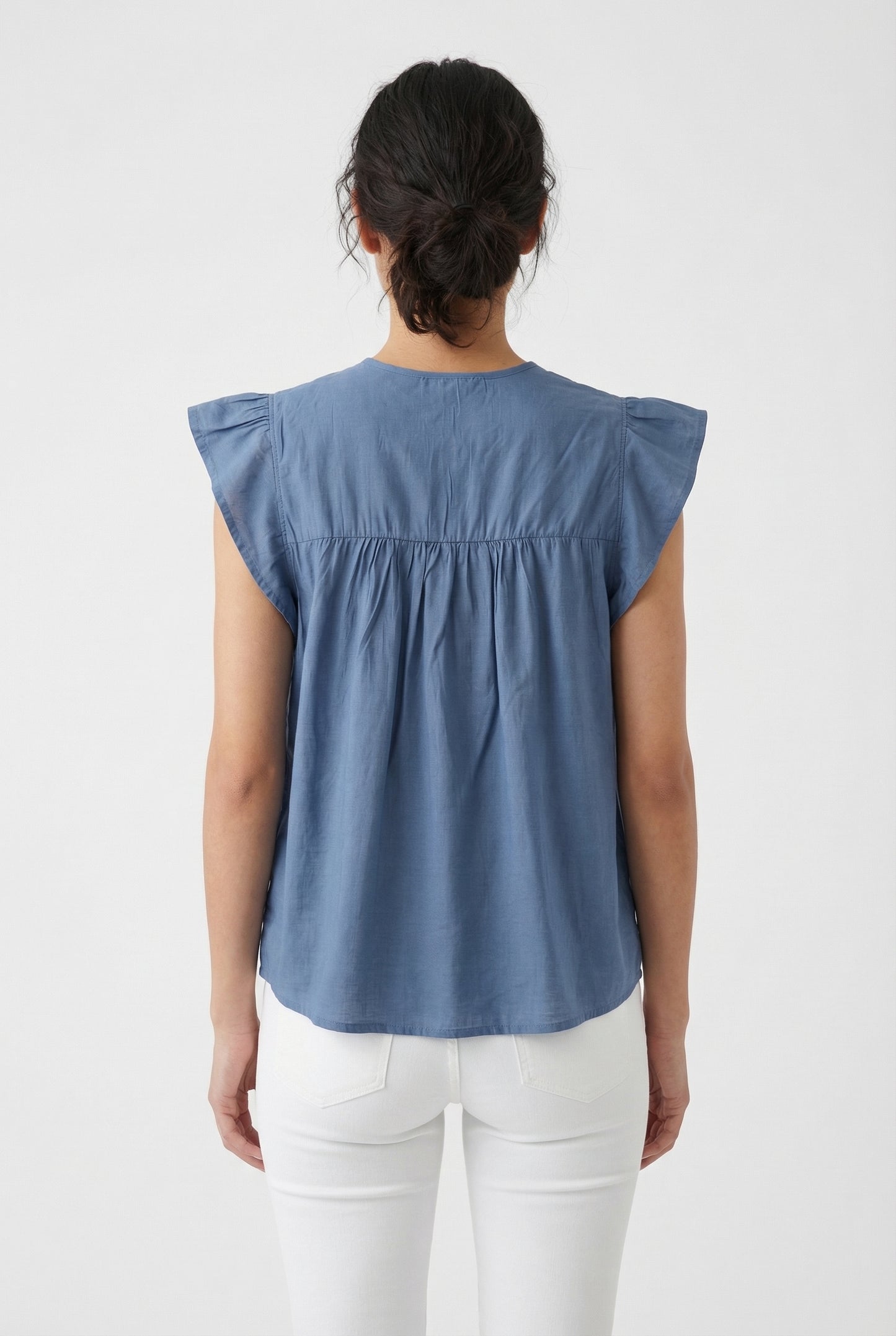 Women's June & Hudson Ruffle Sleeve Embroidered Top