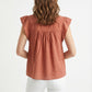 Women's June & Hudson Ruffle Sleeve Embroidered Top