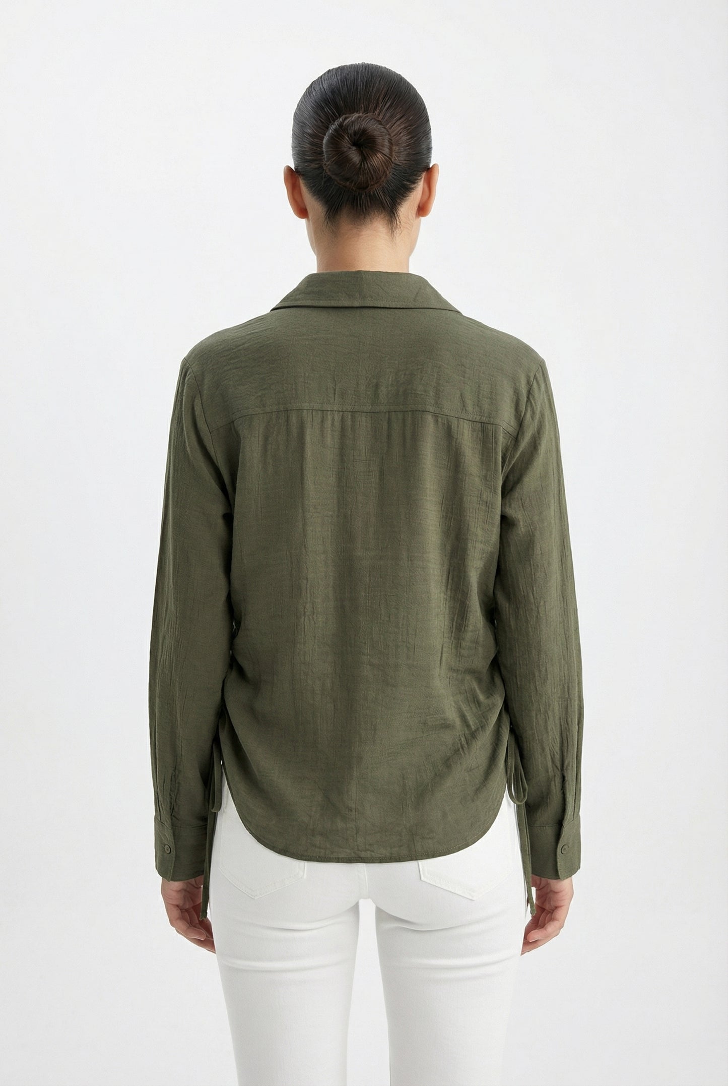 Women's June & Hudson Relaxed Side-Tie Long Sleeve Shirt