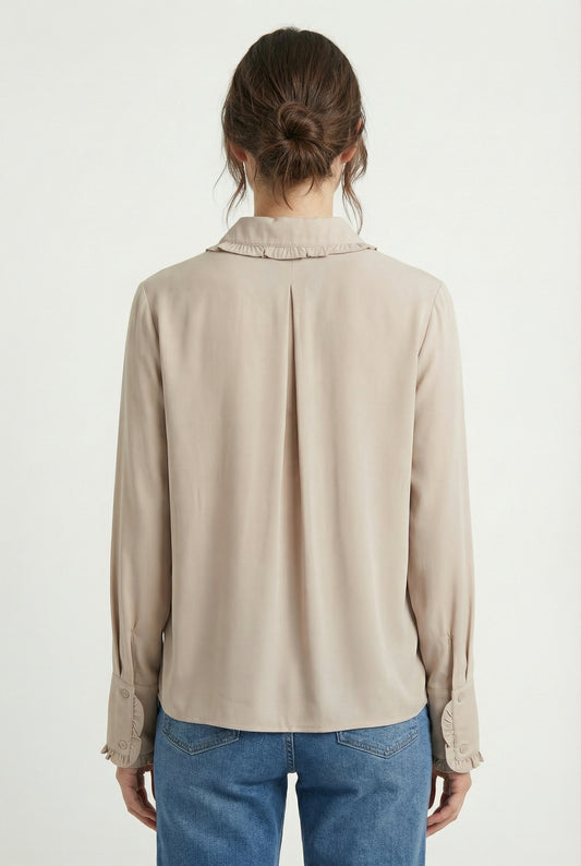 Women's Love & Piece Soft Ruffle Collar Button-Up Top