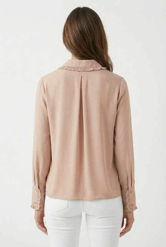 Women's Love & Piece Soft Ruffle Collar Button-Up Top