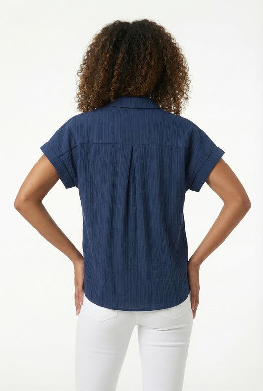 Women's Love & Piece Short-Sleeve Button-Up Shirt with Pocket