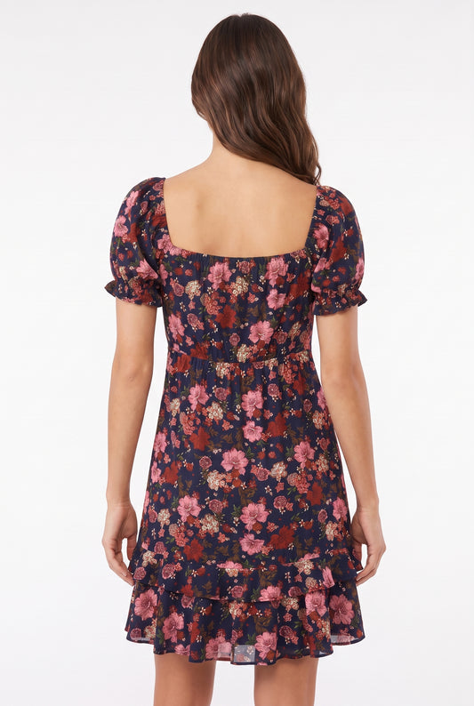 Women's As U Wish Ruffle Hem Floral Mini Dress