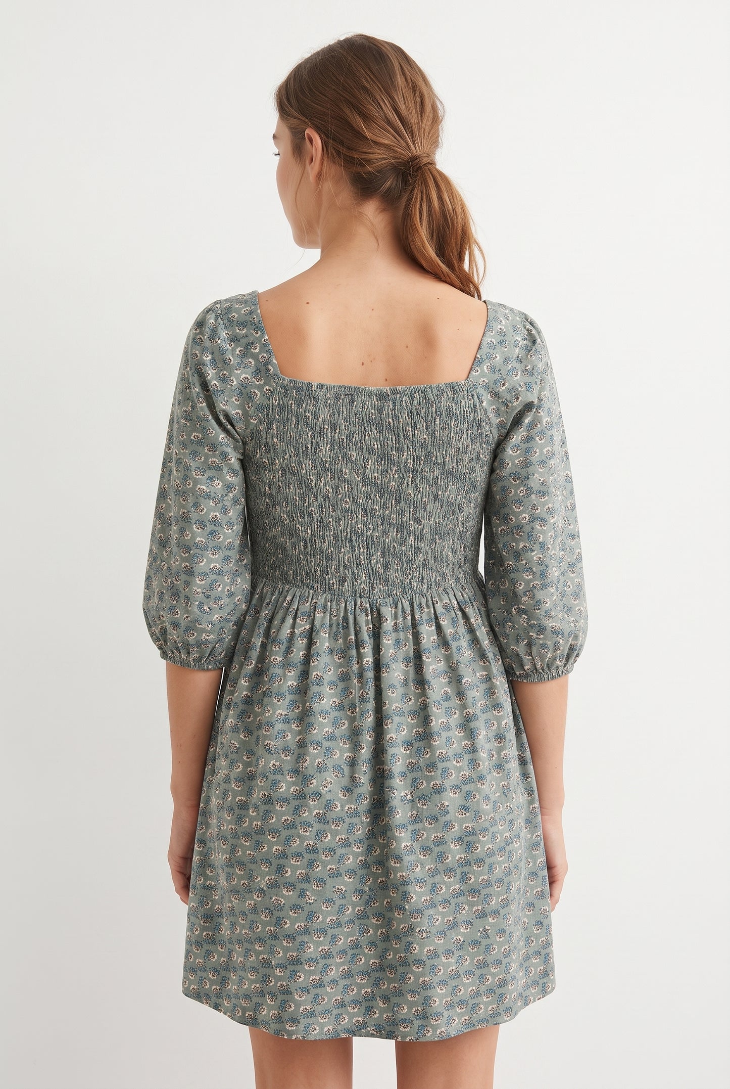 Women's As U Wish Floral Square Neck Mini Dress with Puffy Sleeves