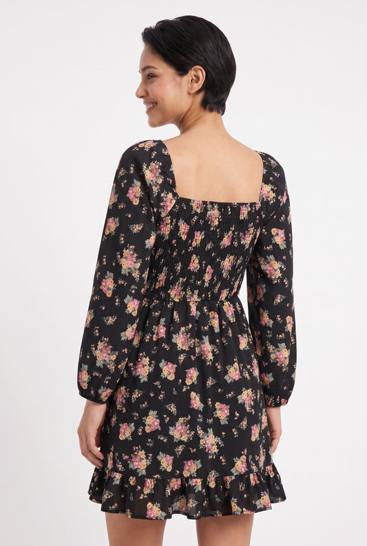 Women's As U Wish Long-Sleeve Floral Wrap Mini Dress