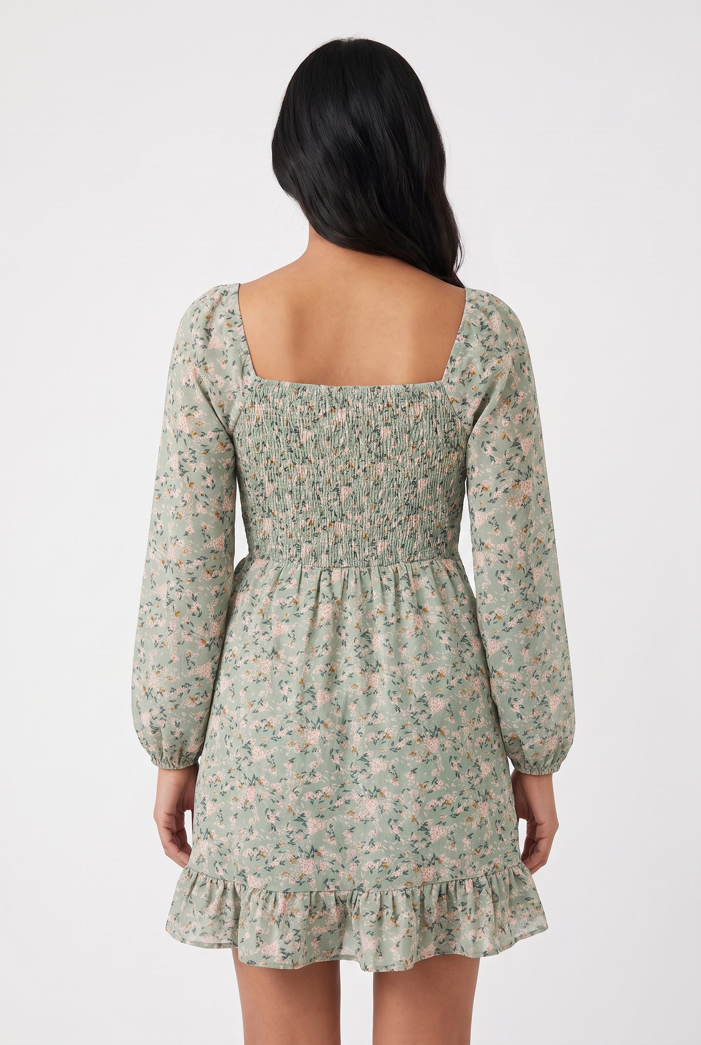 Women's As U Wish Long-Sleeve Floral Wrap Mini Dress