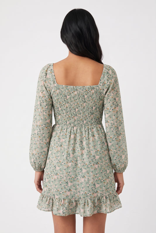 Women's As U Wish Long-Sleeve Floral Wrap Mini Dress