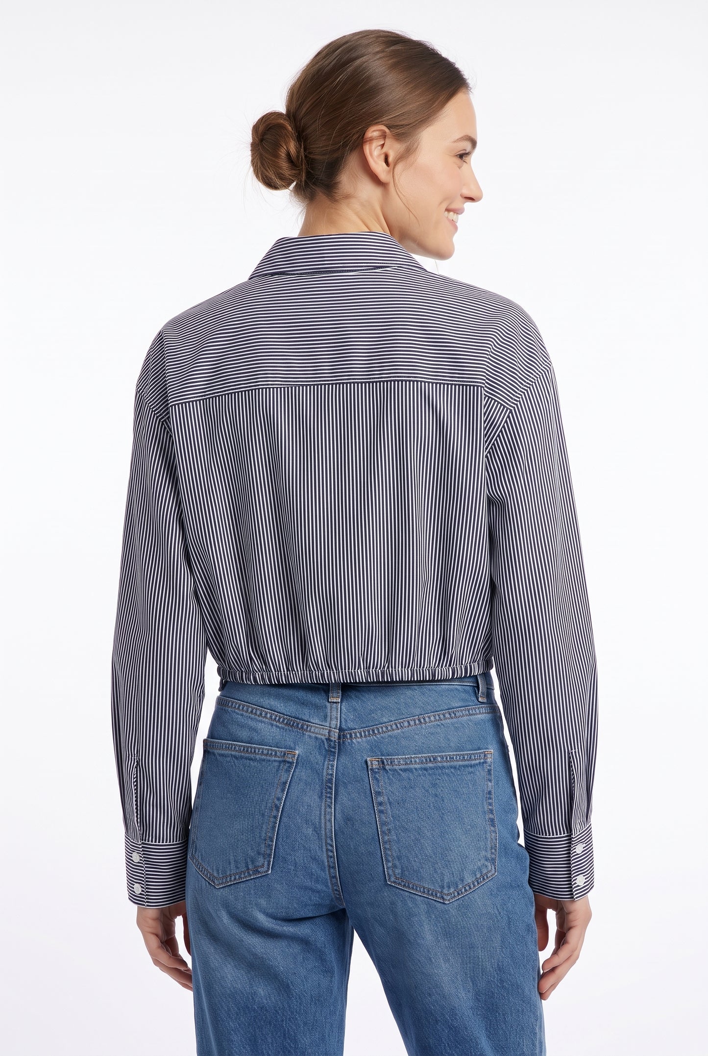 Women's Meraki Striped Long-Sleeve Button-Down Crop Shirt