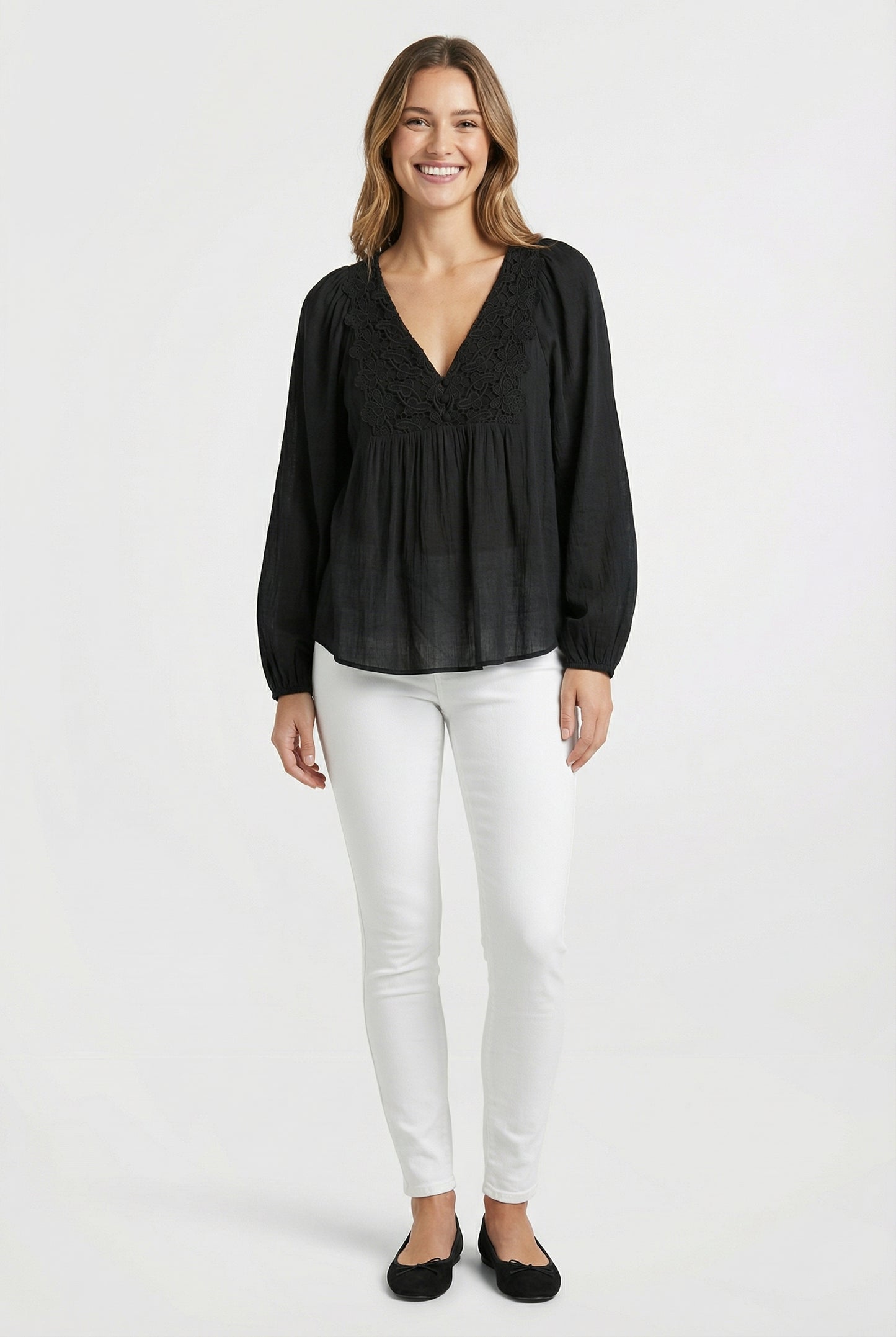 Women's Lily Star Breezy Embroidered V-Neck Top