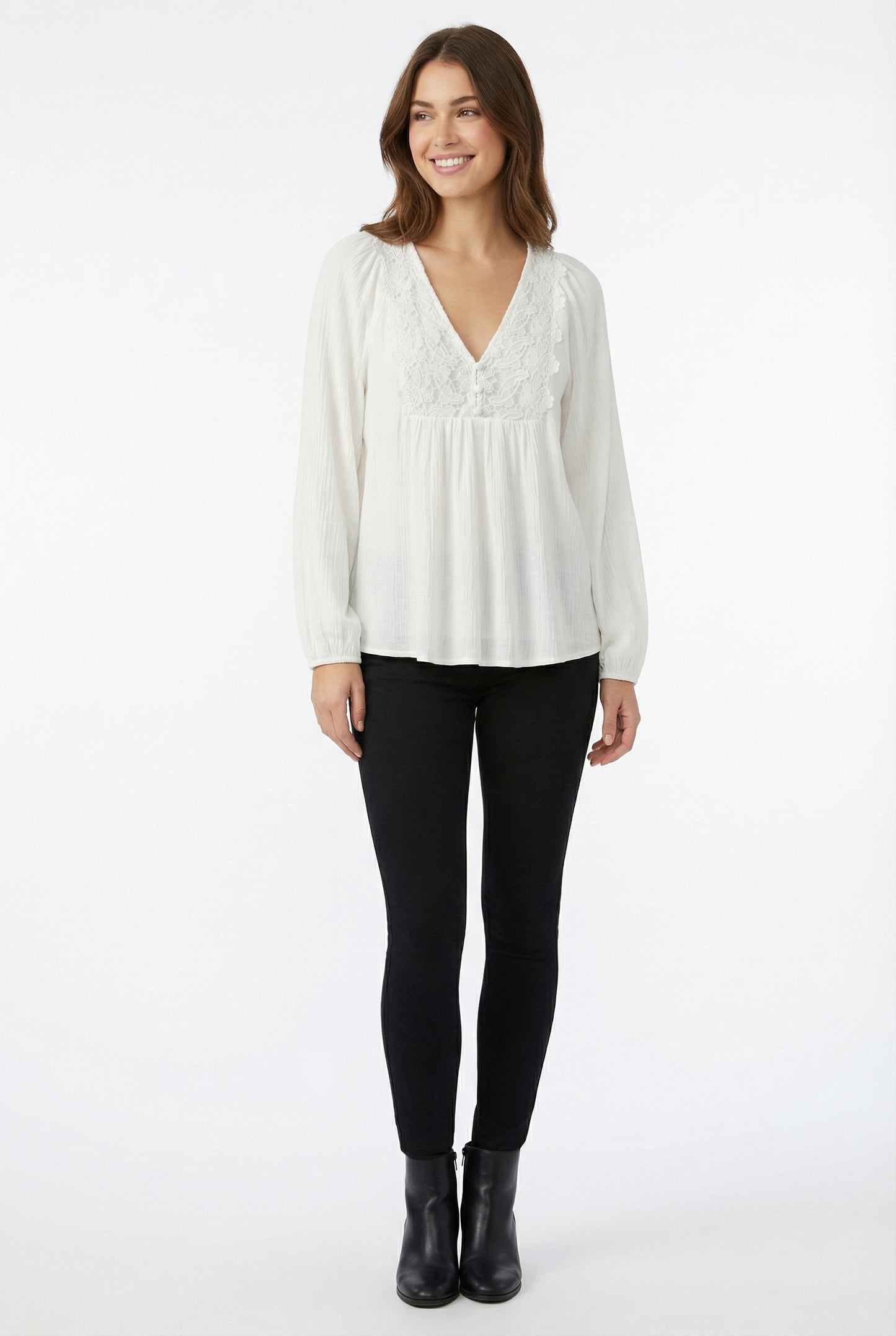 Women's Lily Star Breezy Embroidered V-Neck Top