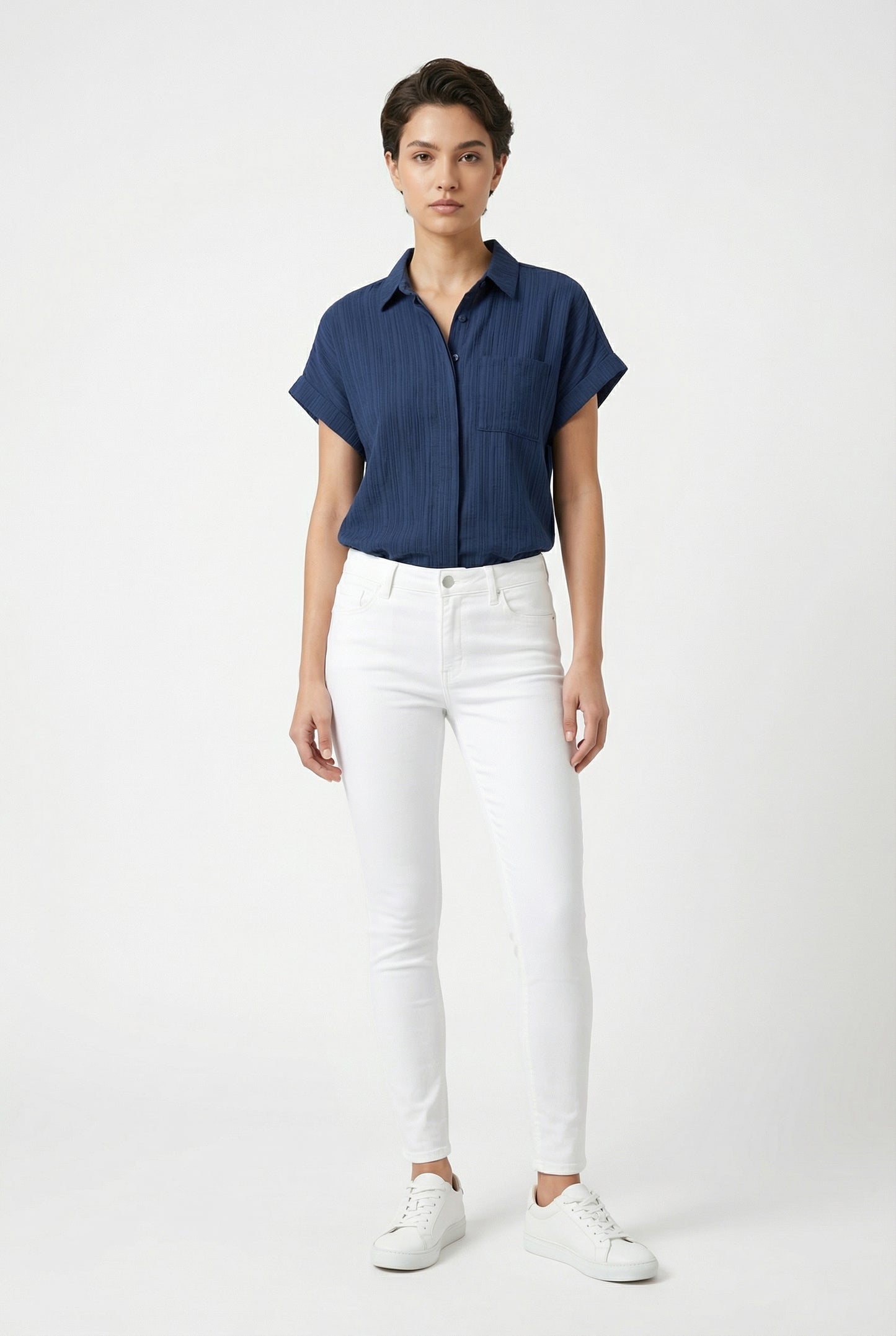 Women's Love & Piece Short-Sleeve Button-Up Shirt with Pocket