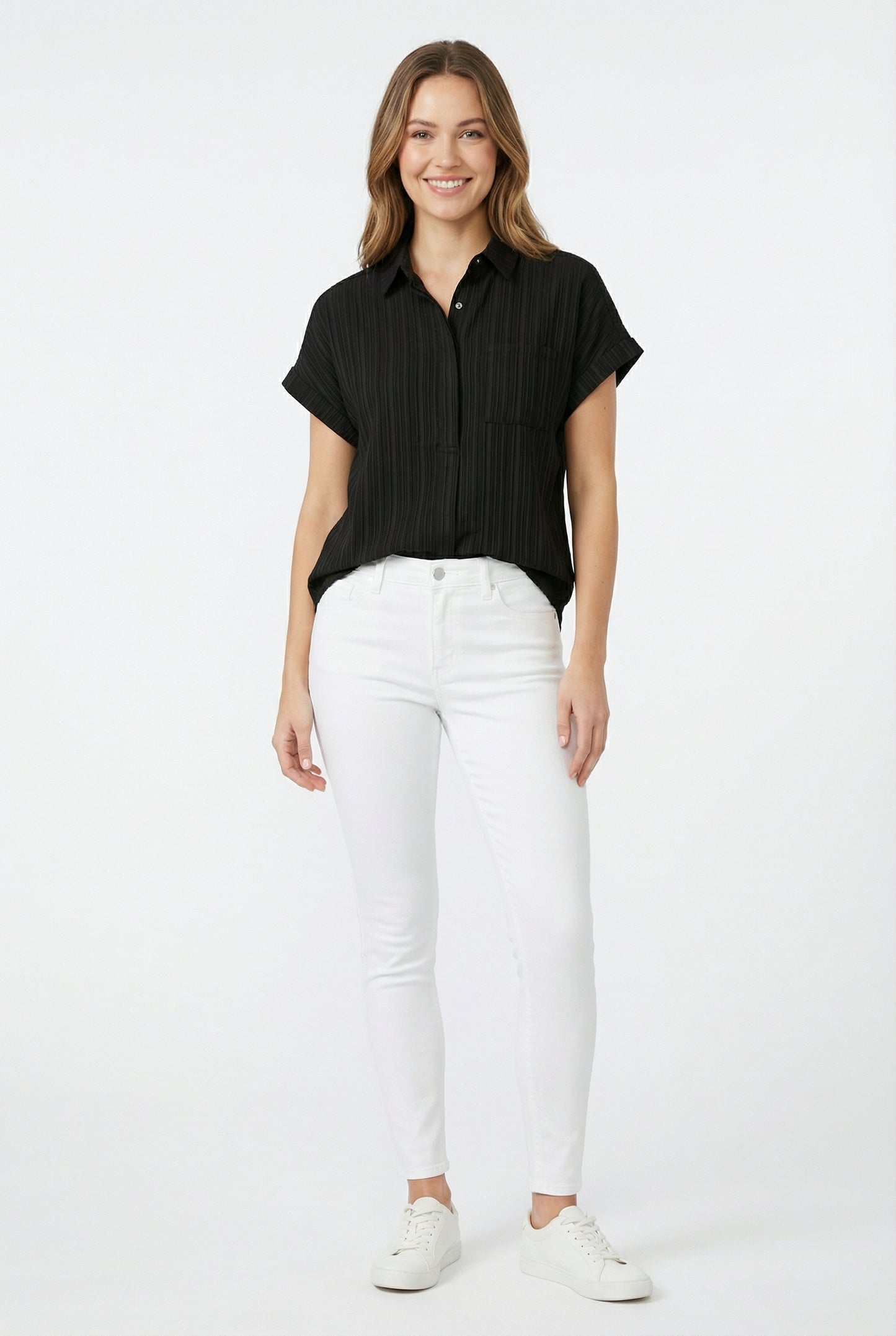 Women's Love & Piece Short-Sleeve Button-Up Shirt with Pocket
