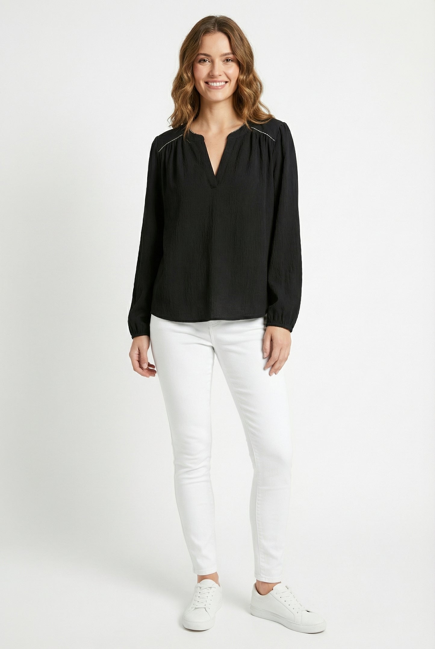 Women's Lily Star Effortless Sparkle Split Neck Blouse